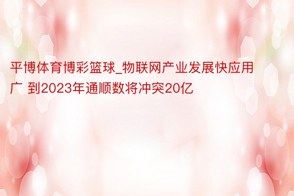 平博体育博彩篮球_物联网产业发展快应用广 到2023年通顺数将冲突20亿