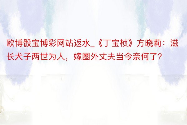 欧博骰宝博彩网站返水_《丁宝桢》方晓莉：滋长犬子两世为人，嫁圈外丈夫当今奈何了？